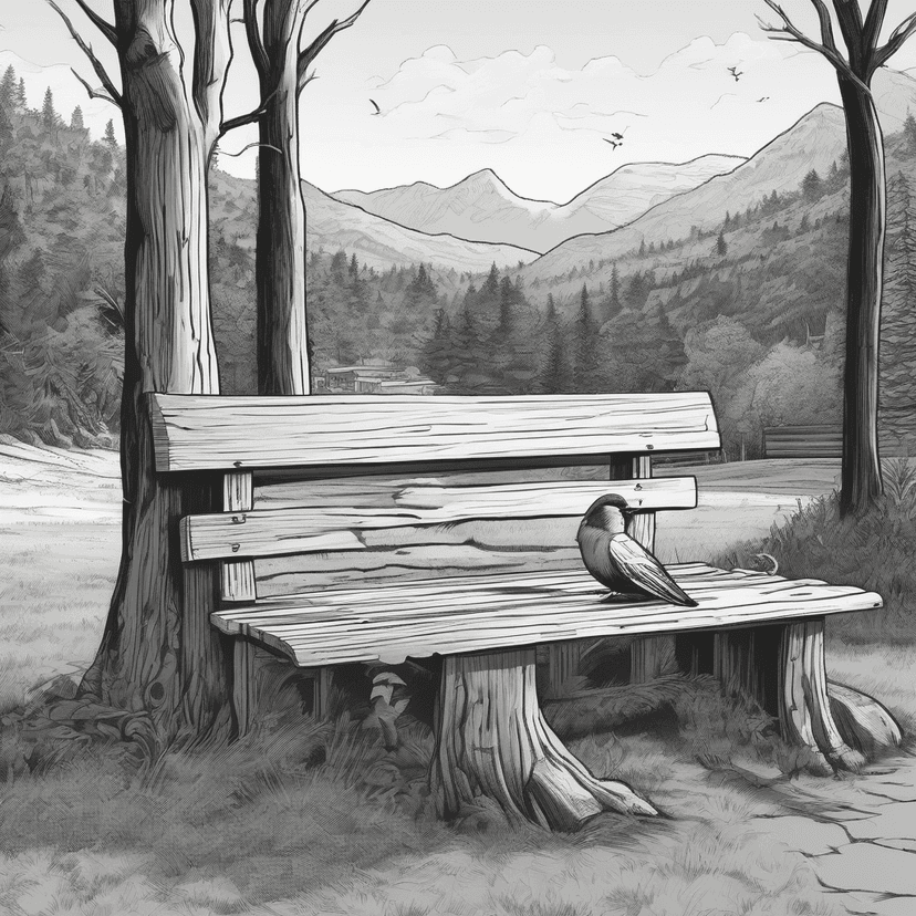 The bench's shadow found a perch.